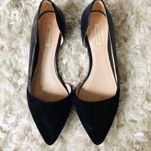 Cole Haan Black leather + suede d’Orsay flats
